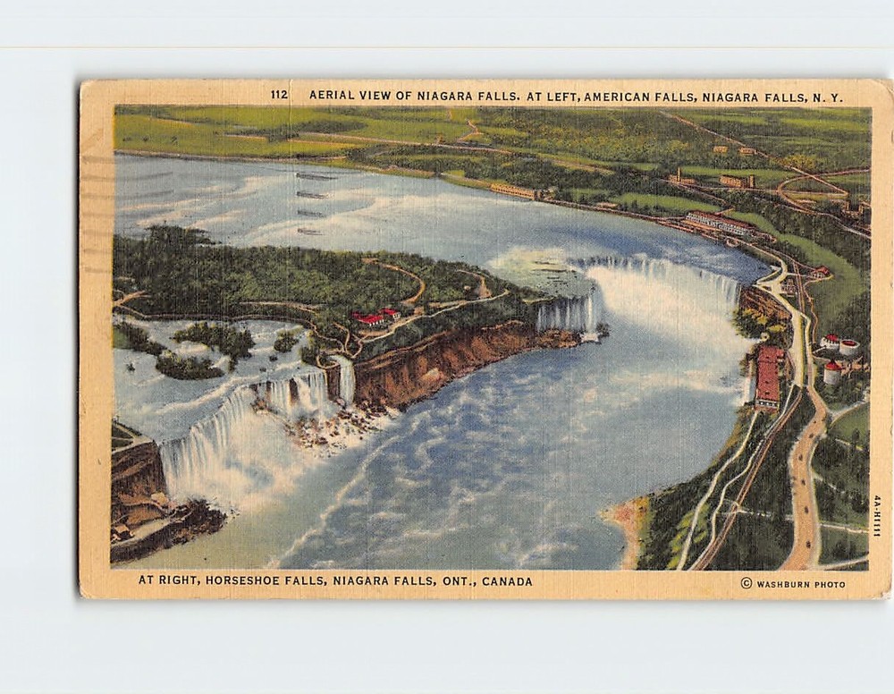 Postcard Aerial View of Niagara Falls American Falls & Horseshoe Falls