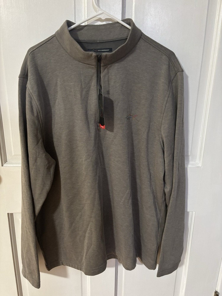 Greg Norman Men's 1/4 Zip Pullover Long Sleeve Brown Sz XL New w/ Tags