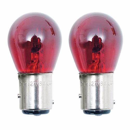 2 Red 1157 Glass Bulbs For Harley Turn Brake Run Signal w/ Smoke Or Clear Lenses