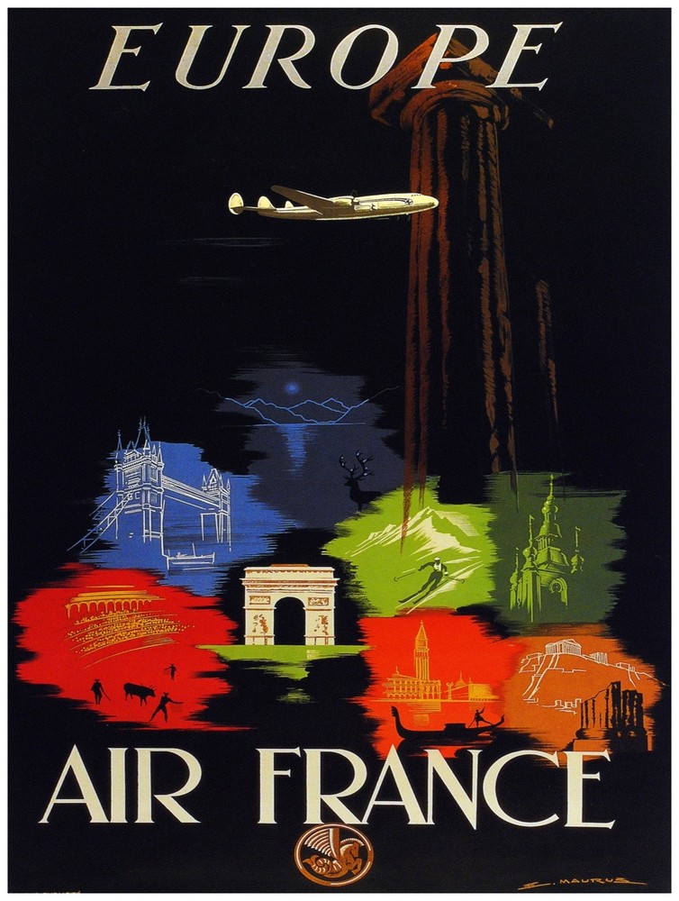 Decor Travel Poster.Fine Graphic Art Design.French.Aviation Room Home Art.651