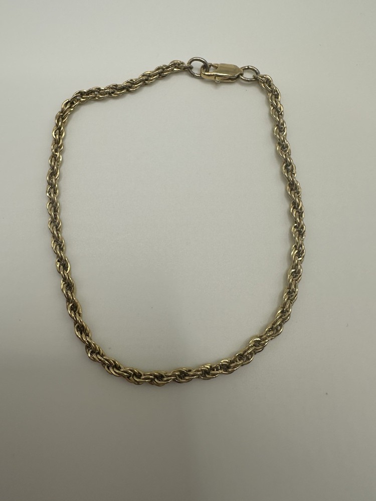 Gold Tone Rope Chain Bracelet Size 8