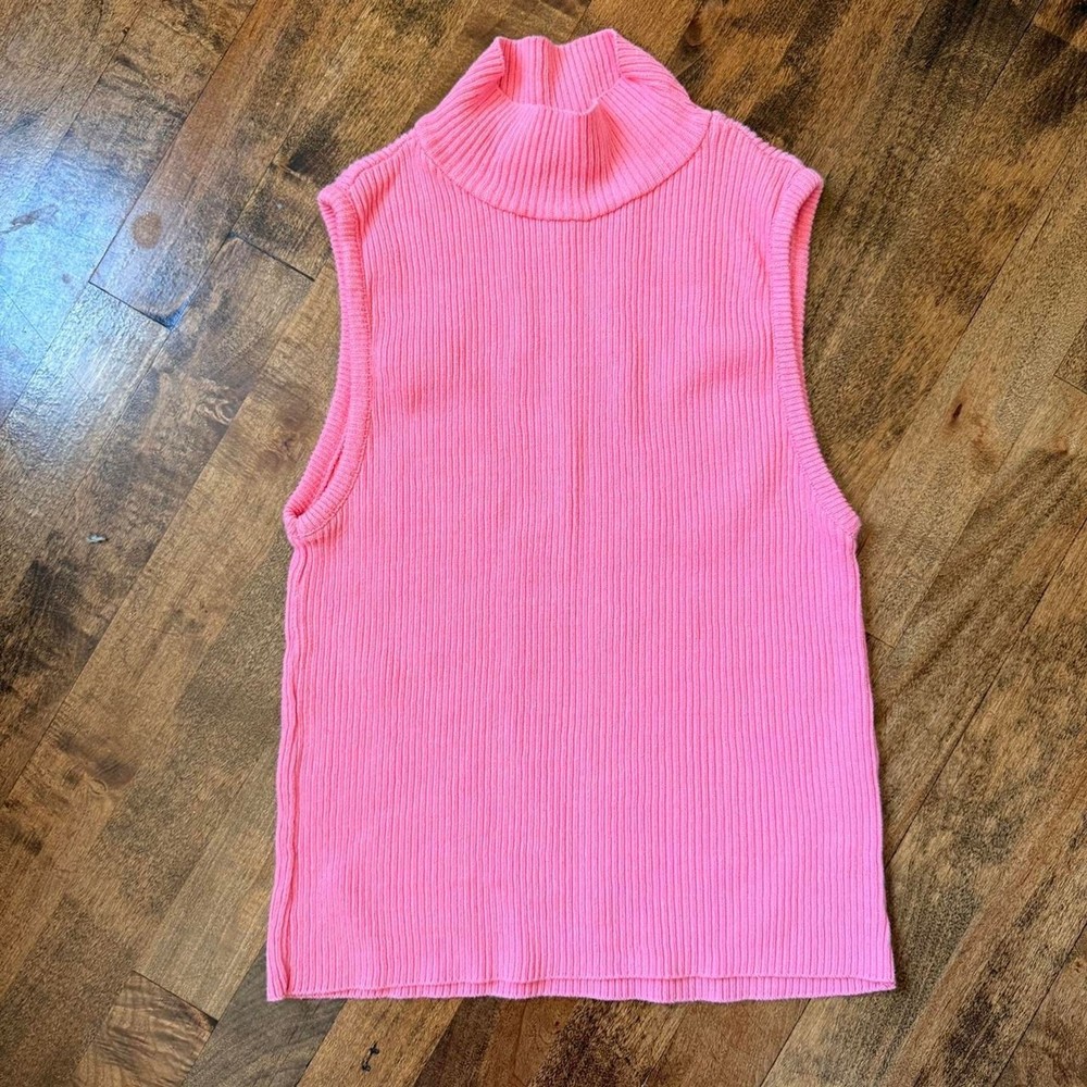 Size Small Jay Jacobs Women's Pink Ribbed Turtleneck Tank Top
