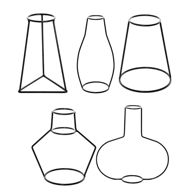 Iron Wire Flower Vase Metal Hydroponic Flower Pot Decoration Container