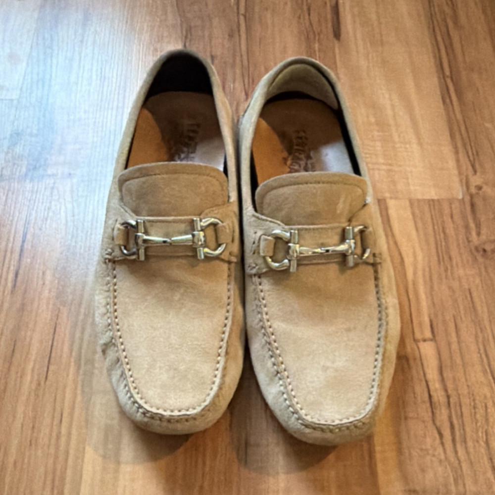 Salvatore Ferragamo Beige Suede Buckle Loafers Men's 9.5 (Fits size 11 US)