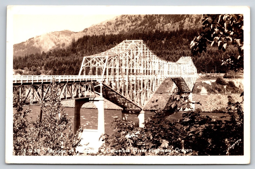 RPPC~Oregon~Bridge Of The Gods Seen On Columbia River Hwy~Real Photo Postcard