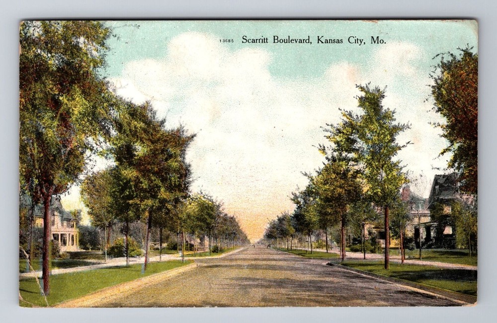 Kansas City MO-Missouri, Scarritt Boulevard, Antique, Vintage c1915 Postcard