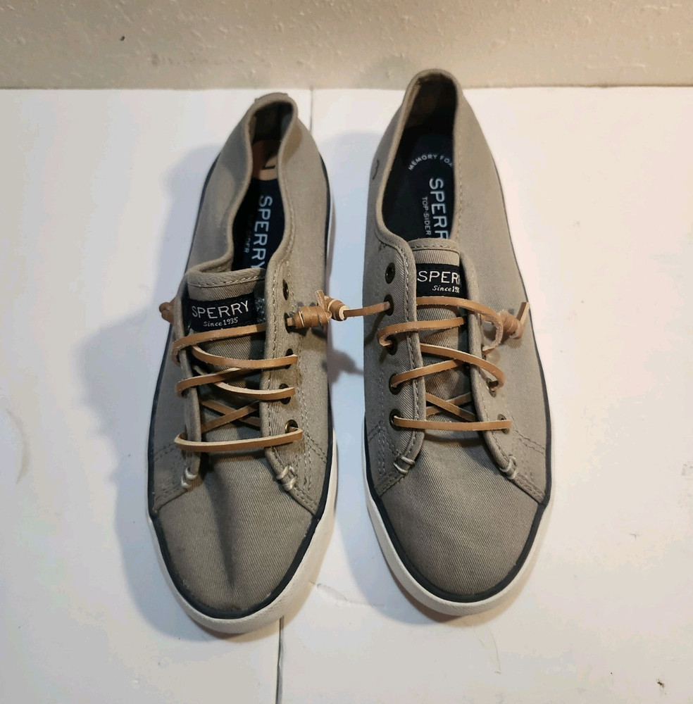 Sperry Men's Gray Canvas Lace Up Low Top Sneakers Rubber Sole US 7