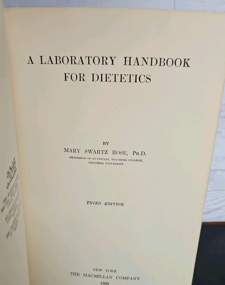 A Laboratory Handbook For Dietetics by Rose, Mary Swartz 1929 Hardcover 3rd Ed.