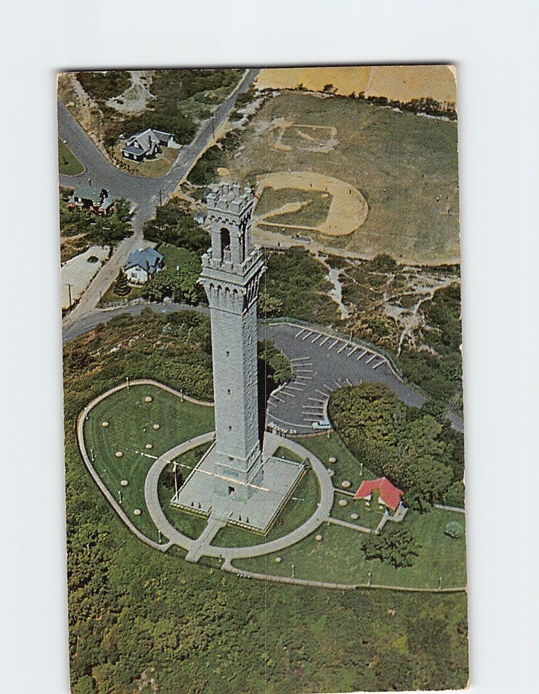 Postcard Aerial View of Pilgrim Monument Provincetown Massachusetts USA
