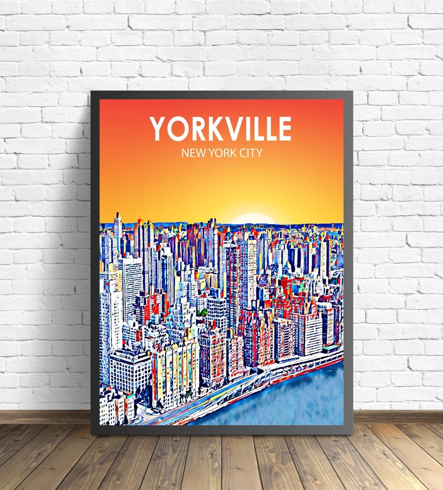 Yorkville Ny Art Poster City Sunset Landscape Poster Print Yorkville City Wall