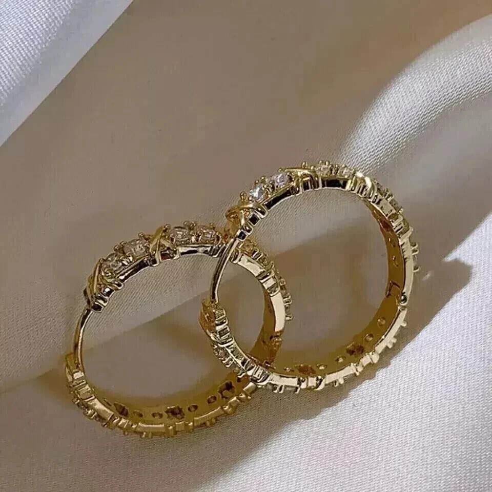 Huggie Hoop Earrings 1.50Ct Round Cut Simulated Diamond 14K Yellow Gold Plated