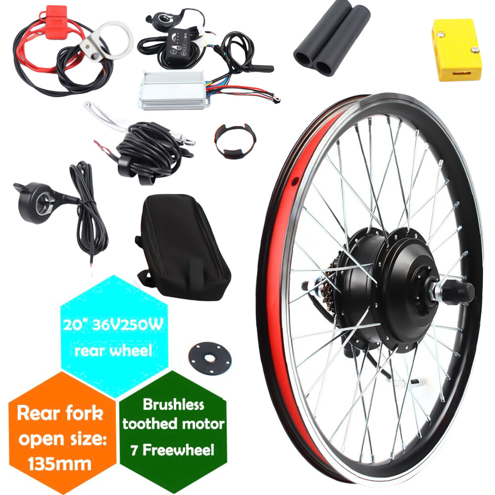 20 Inch 36V 250W LED Rear Wheel E-Bike Conversion Kit  