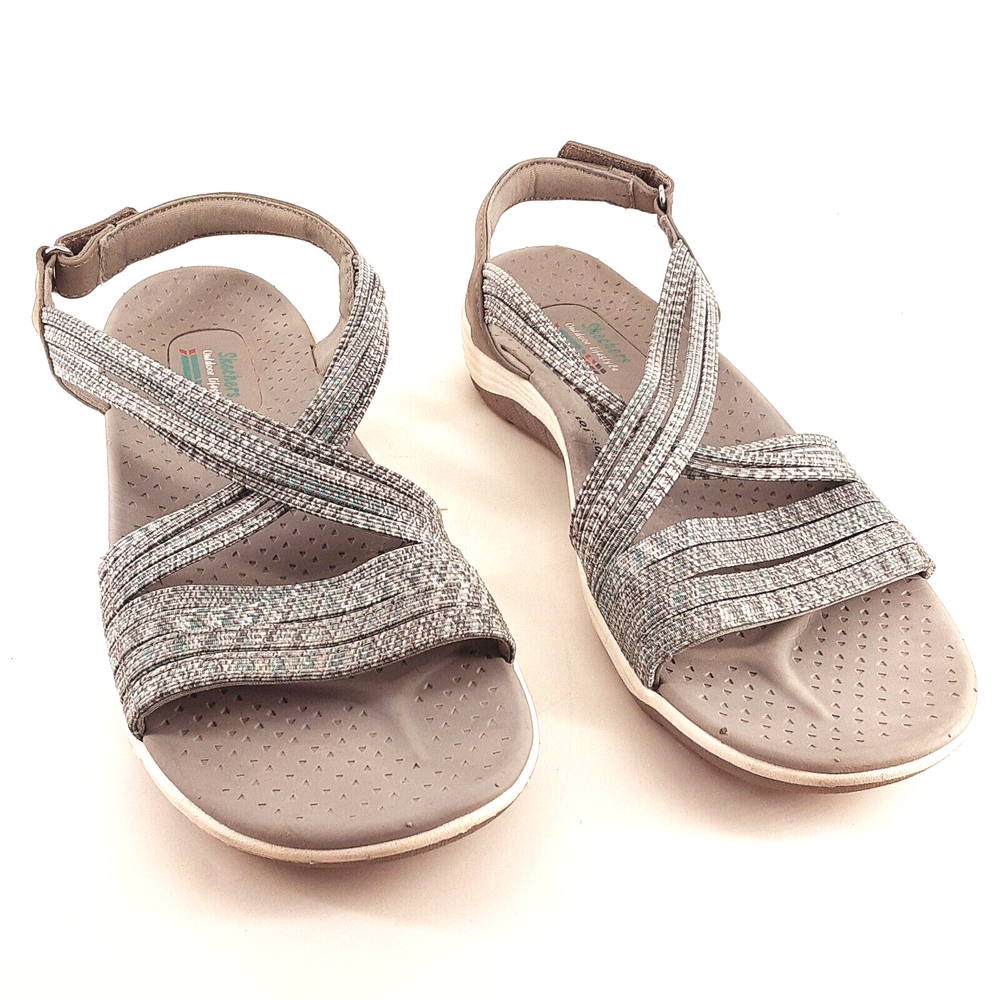 Skechers Womens Gray Teal Strappy Hiking Sandals Size 9 Outdoor Comfort