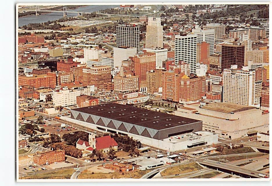 Postcard Aerial View Municipal Auditorium Kansas City Convention Complex MO