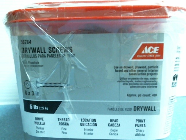 Ace 56764 Black Phosphate 8x3 Phillips Drywall Screws 5lb Free Shipping-image
