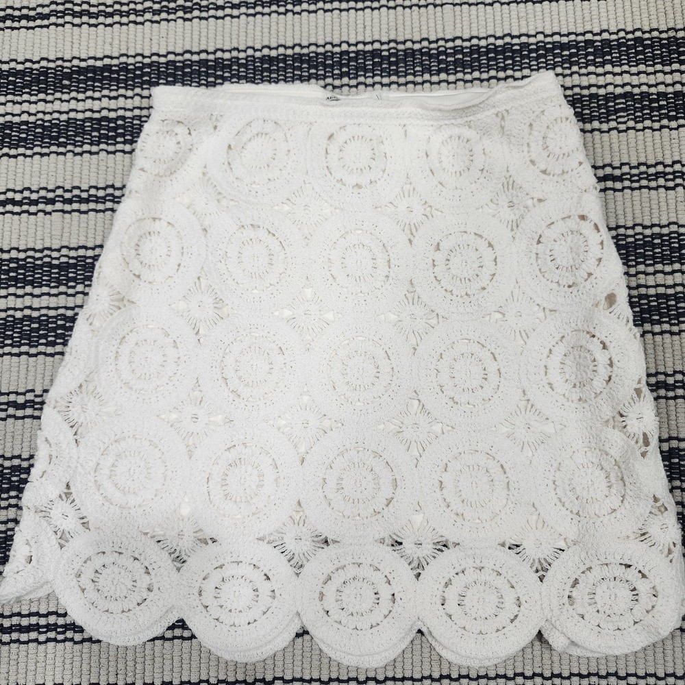 Abercrombie & Fitch White Crochet Lace Mini Skirt Scalloped Hem Size S
