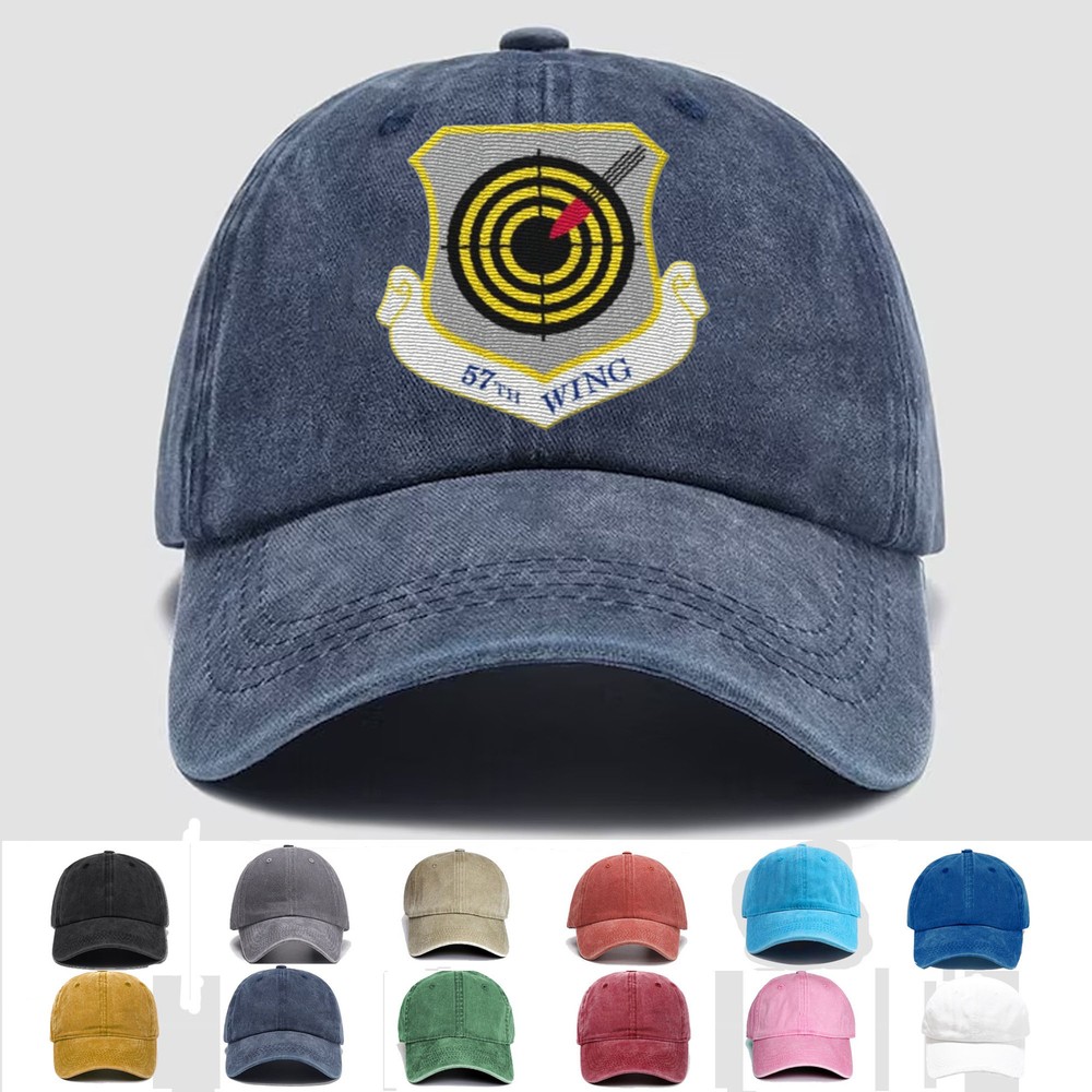 Custom Personalization Embroidered Hat 57th Wing, Veteran Cap, Trucker Hat, Gift