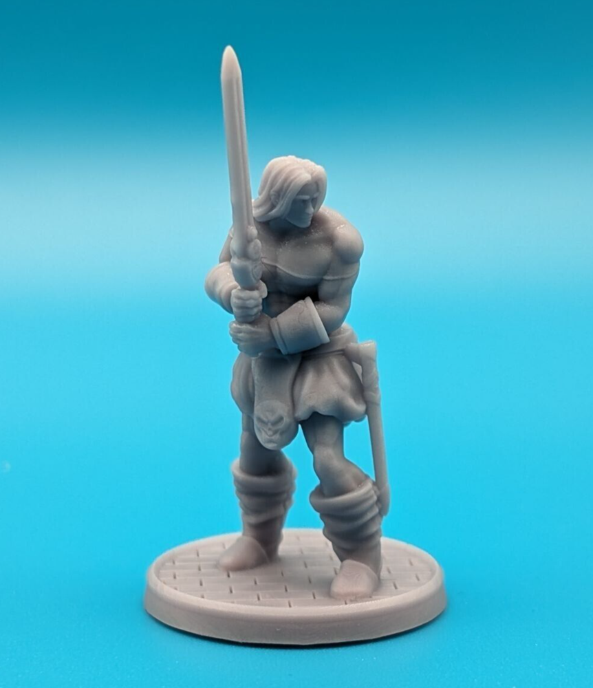 Kandor the Barbarian - 3d Printed 28mm Miniature - D&D/Pathfinder/RPG