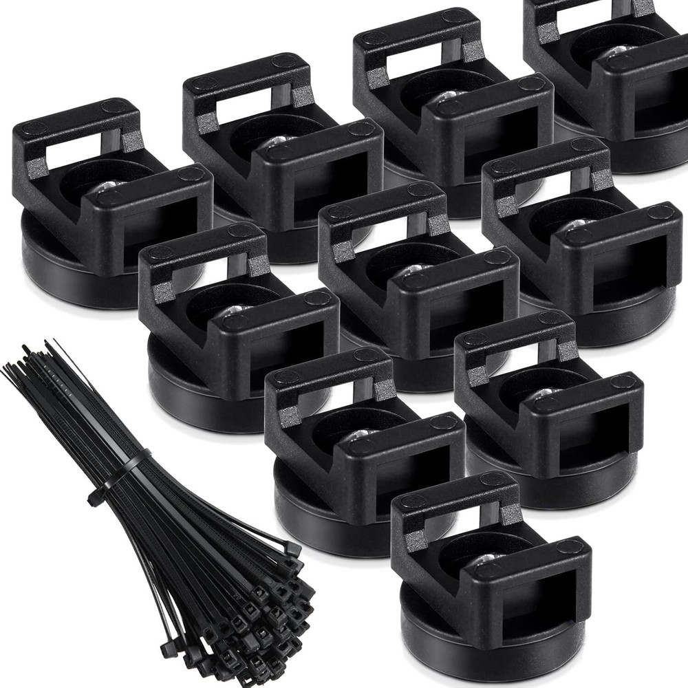 60 Pack Heavy Duty 22mm Magnetic Cable Zip Tie Mounts with Ties