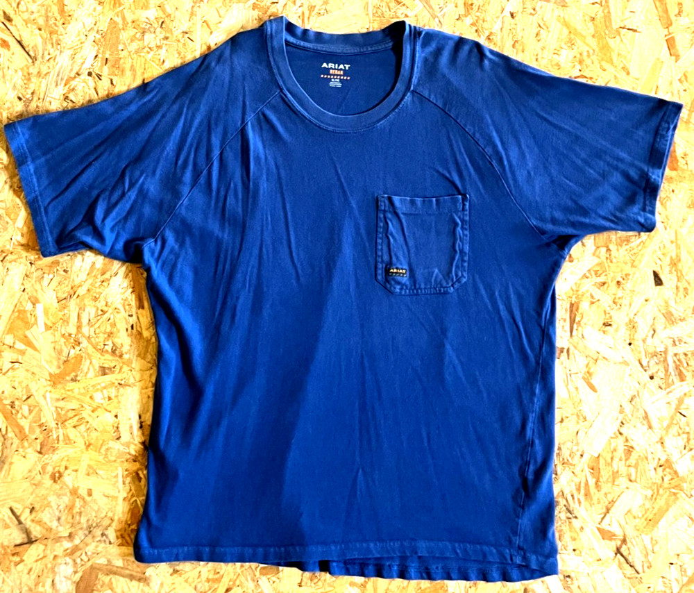 Ariat Rebar Men's Solid Blue Pocket Logo Crew Neck T-Shirt XL