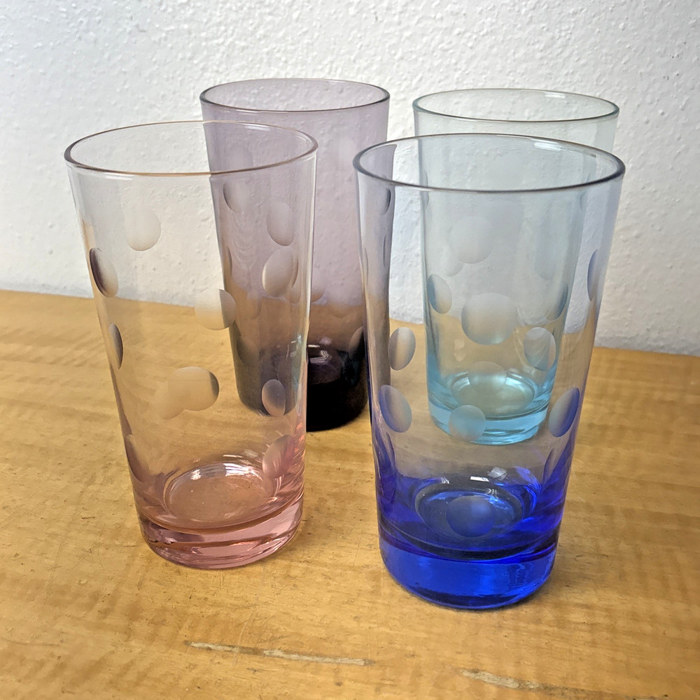 Marquis Waterford Polka Dot Highball Drinking Glasses Set of 4 Muticolor
