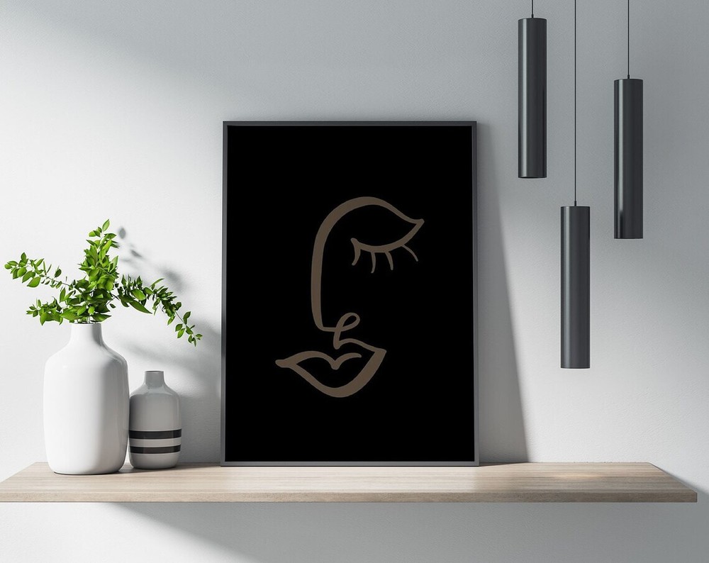 Elegant Face Line Art Deco Poster Premium Quality in Customizable Sizes for Stylish Décor