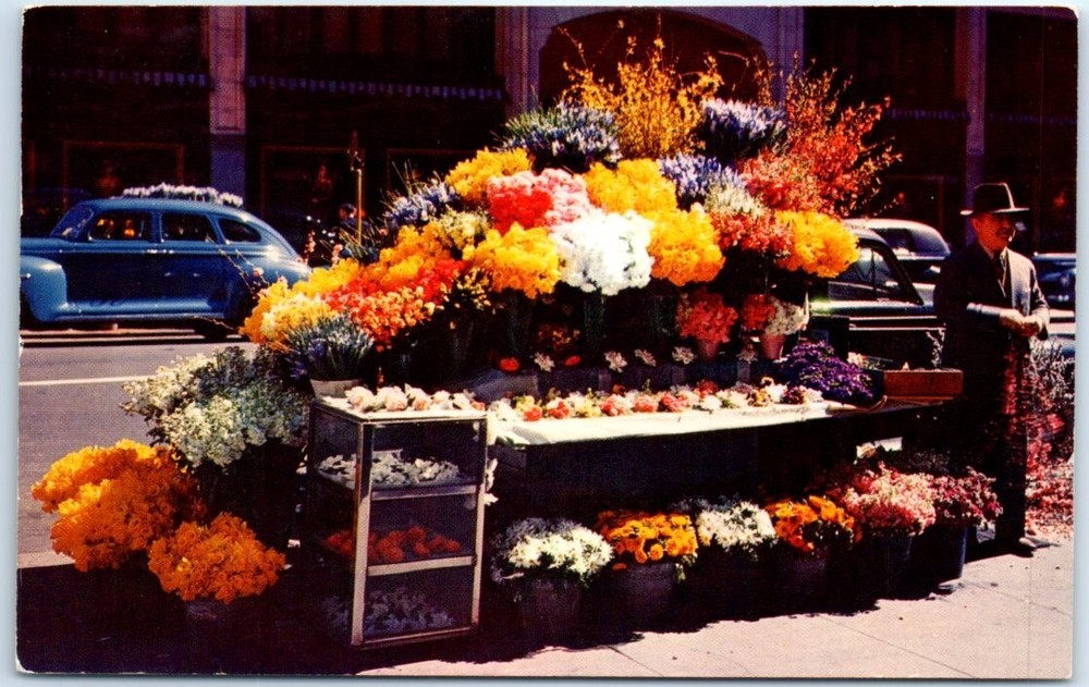 Postcard San Francisco Flower Stand California USA North America