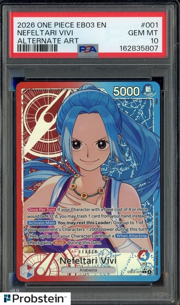 2025 One Piece EN  Heroines EB03-001 Nefeltari Vivi Alt Art Leader PSA 10PROBSTEIN is actively accepting consignments !!