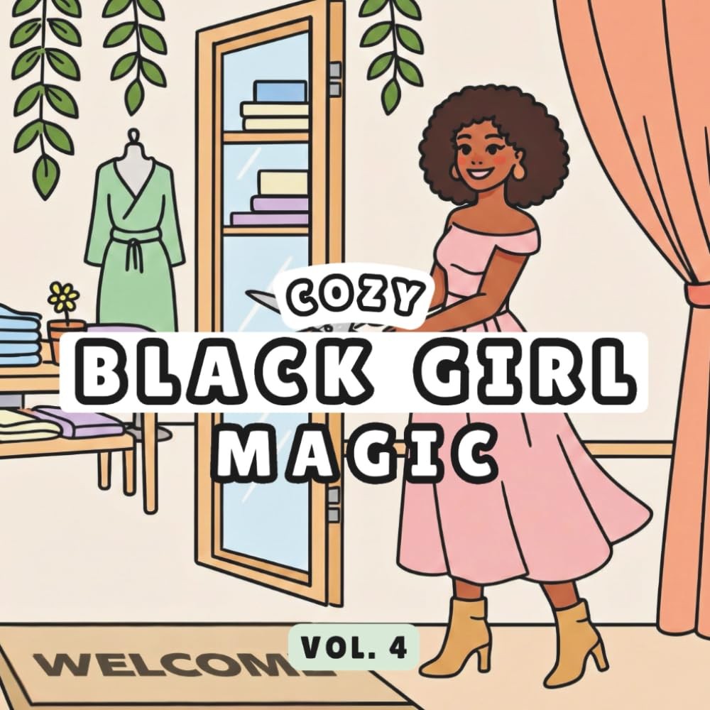 Cozy Black Girl Magic 4: Bold & Easy Adult Coloring Book, Comfy Fashion Scenes f