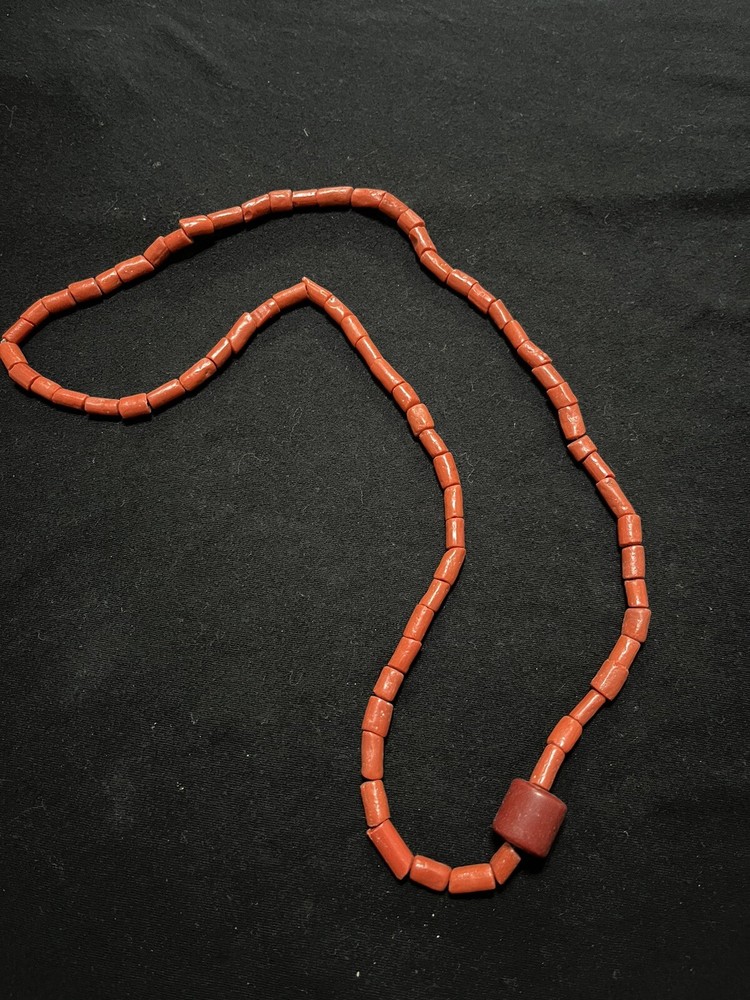 Antique Vintage Long Red Natural Coral Bead Necklace Rare Collar Bracelet Ifa