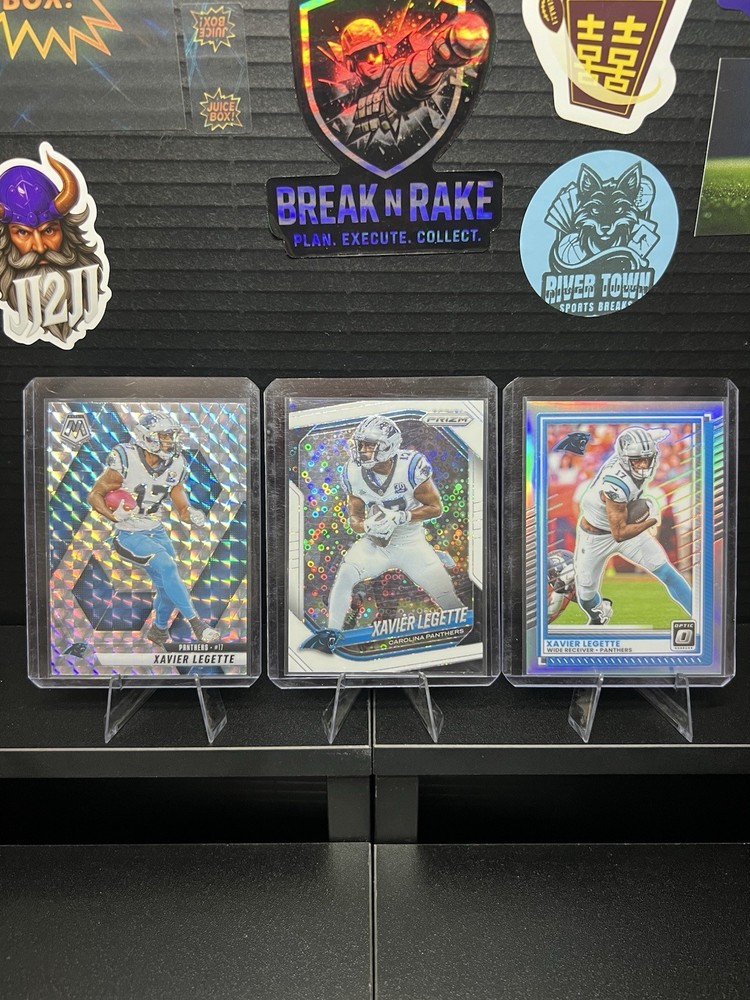 2025 Panini Xavier Legette - 3 Card Lot. Prizm Disco, Optic Holo, Mosaic Silver