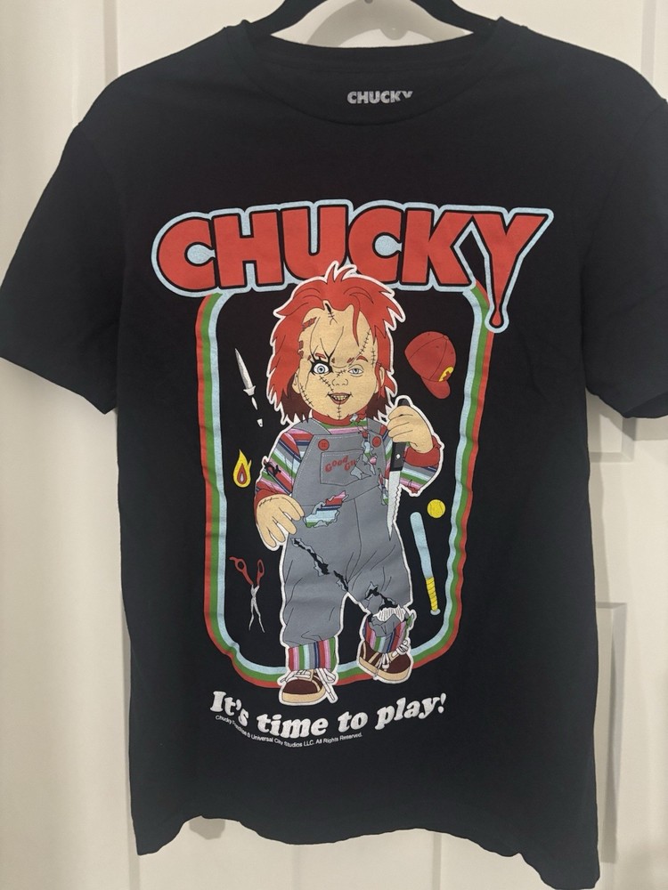 Chucky Men's Graphic T-Shirt Black Chucky Horror Movie Size S