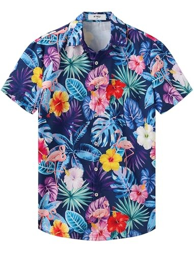 Hawaiian Aloha Shirt Men's Tropical Beach Button Up Summer Vacation Gift
