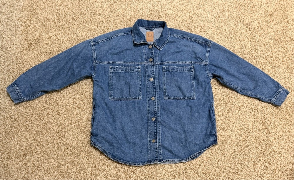 Gap Women’s Long Sleeve Denim Oversized Shirt Blue Size L