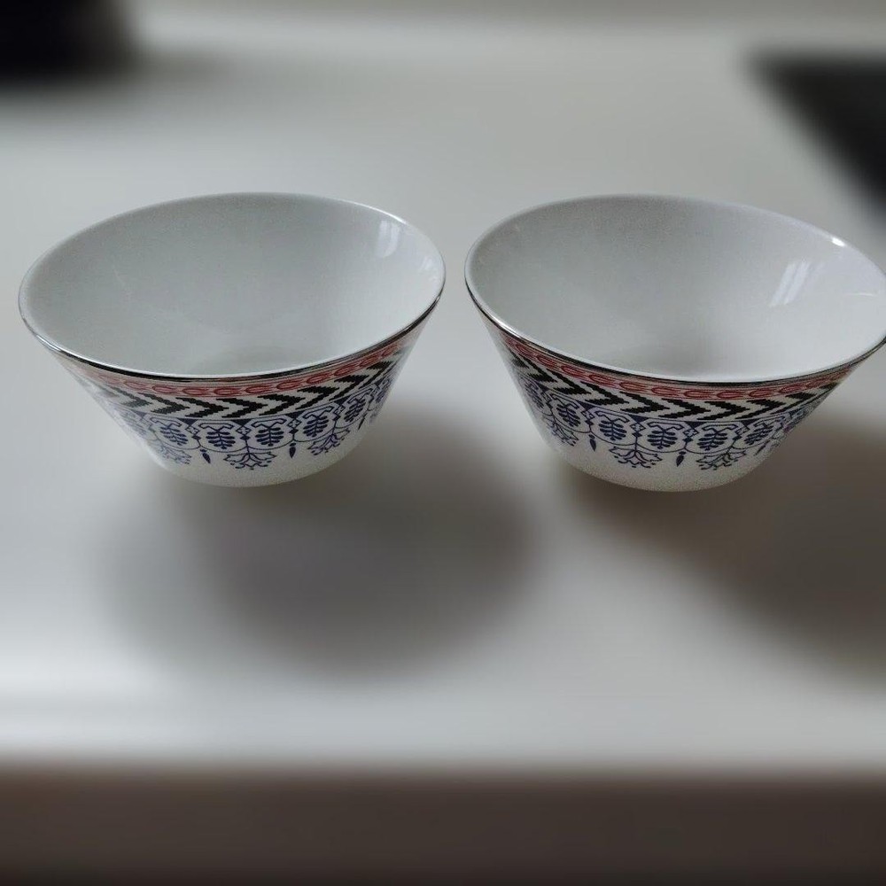 Wedgwood Floral Bowl Set of 2 White Blue Porcelain Kitchenware