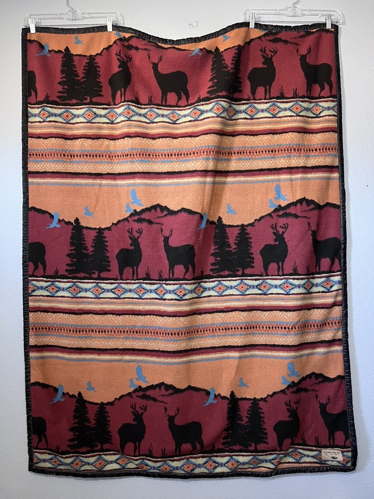Bob Timberlake Southwestern Sunset Deer Fleece Blanket 48x65 Cozy Warm Throw