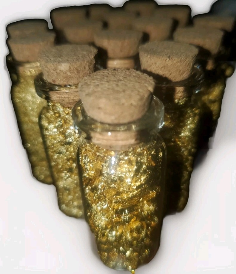 1 Vial Of Beautiful Gold Flake With Free .999 Pure Fine Silver Bullion Bar