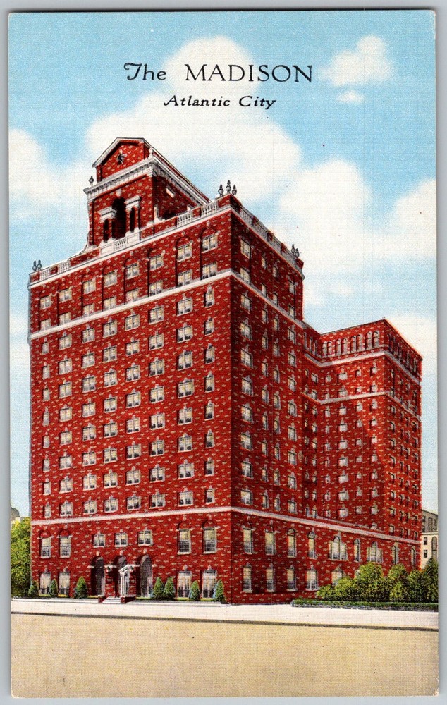 Vtg Linen Postcard The Madison Hotel Atlantic City, NJ 1940s