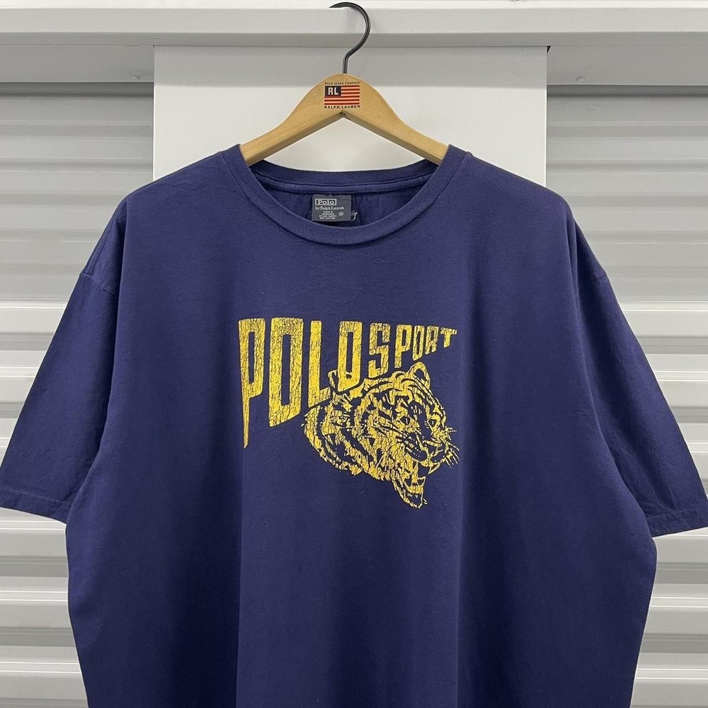 Vintage 90s Polo Sport Ralph Lauren Tiger Graphic Spell Out Tshirt XL/XXL