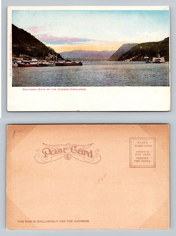 Hudson Highlands, NY-New York, Southern Gate River & Mountains Vintage Postcard