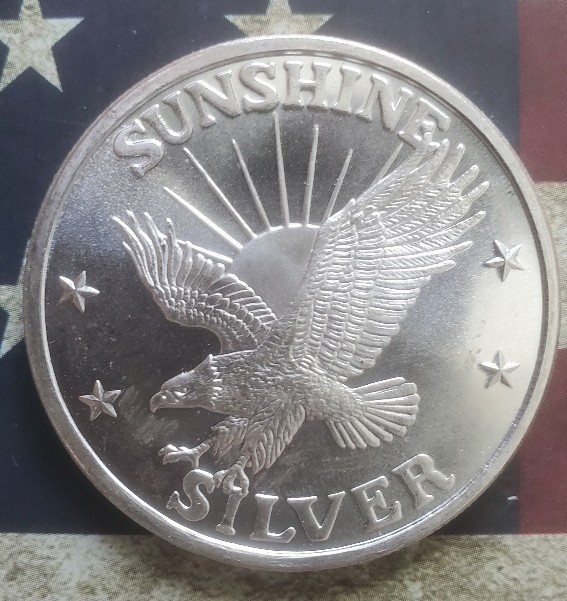 1 oz Sunshine Silver Round, Secondary Market .999 Fine 