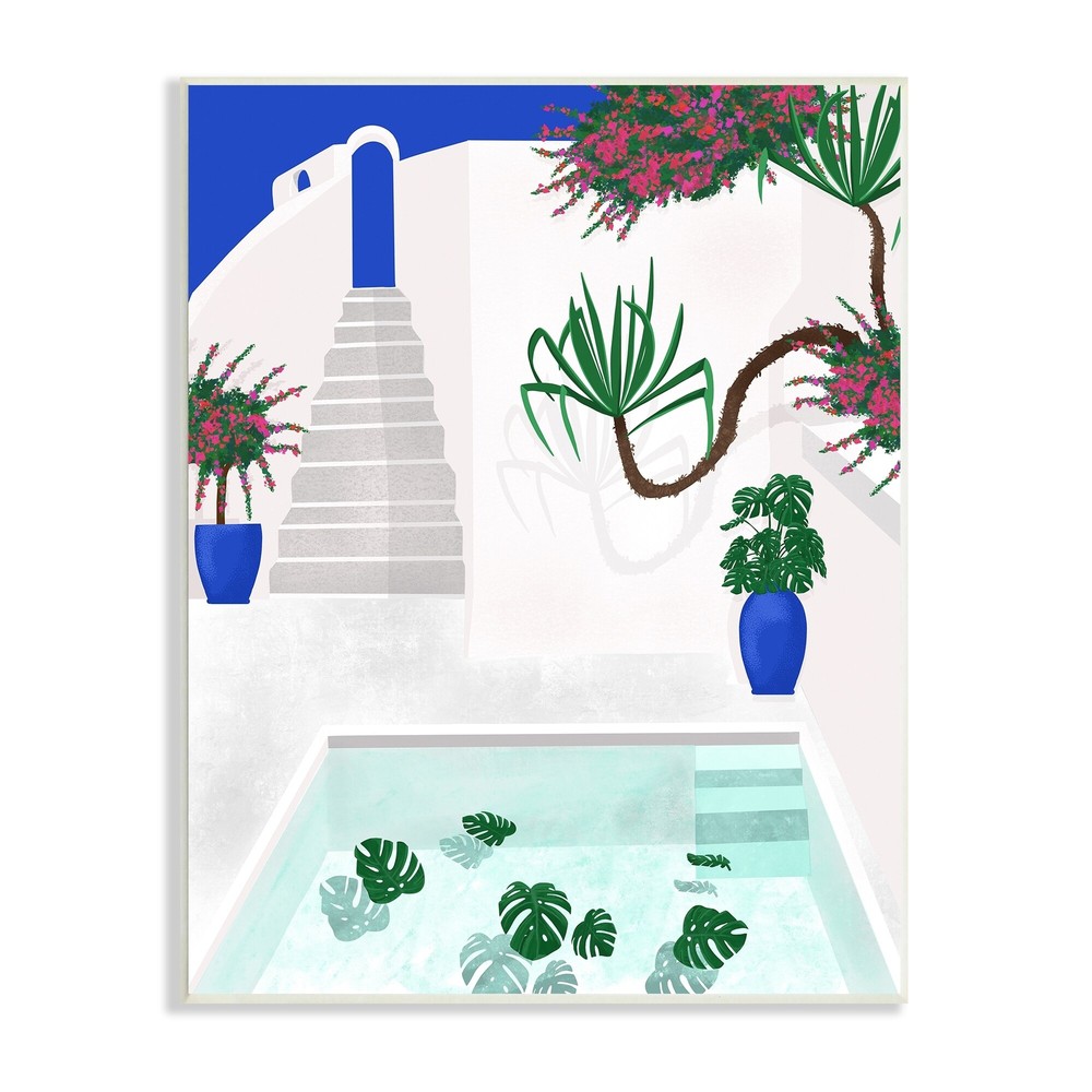 Stupell Modern Outdoor Pool Scene European Villa Monstera
