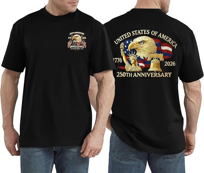USA 250th Anniversary Eagle Patriotic T-Shirt 1776-2026 American Flag Freedom
