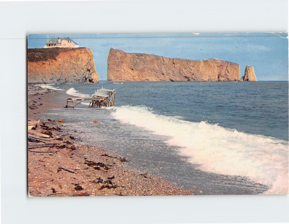 Postcard Perce Rock & Surf on South Beach Quebec Canada