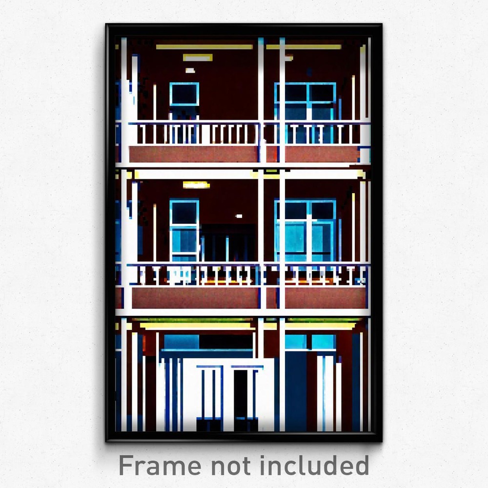 Pixel Art Poster - Famous Balcony (8 Bit Psychedelic Trippy Video Game Print)