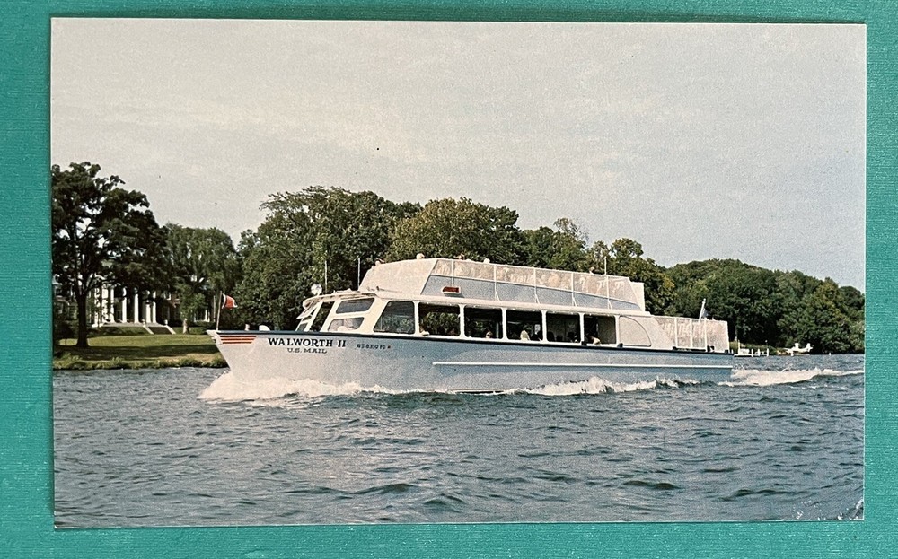 LAKE GENEVA Wisconsin U.S. Mail boat Walworth II Vintage Postcard