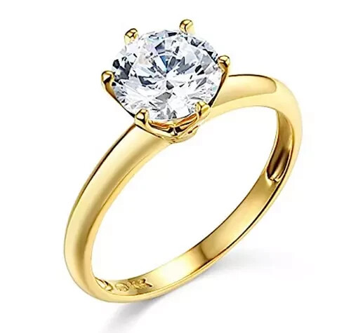 14k Yellow Gold Plated 2.00Ct Round Cut Natural  Moissanite Women's Wedding Ring