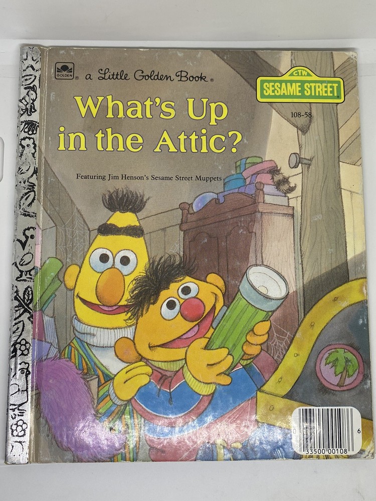What's Up in the Attic? Little Golden Book 1987 Sesame Street Children's Story H