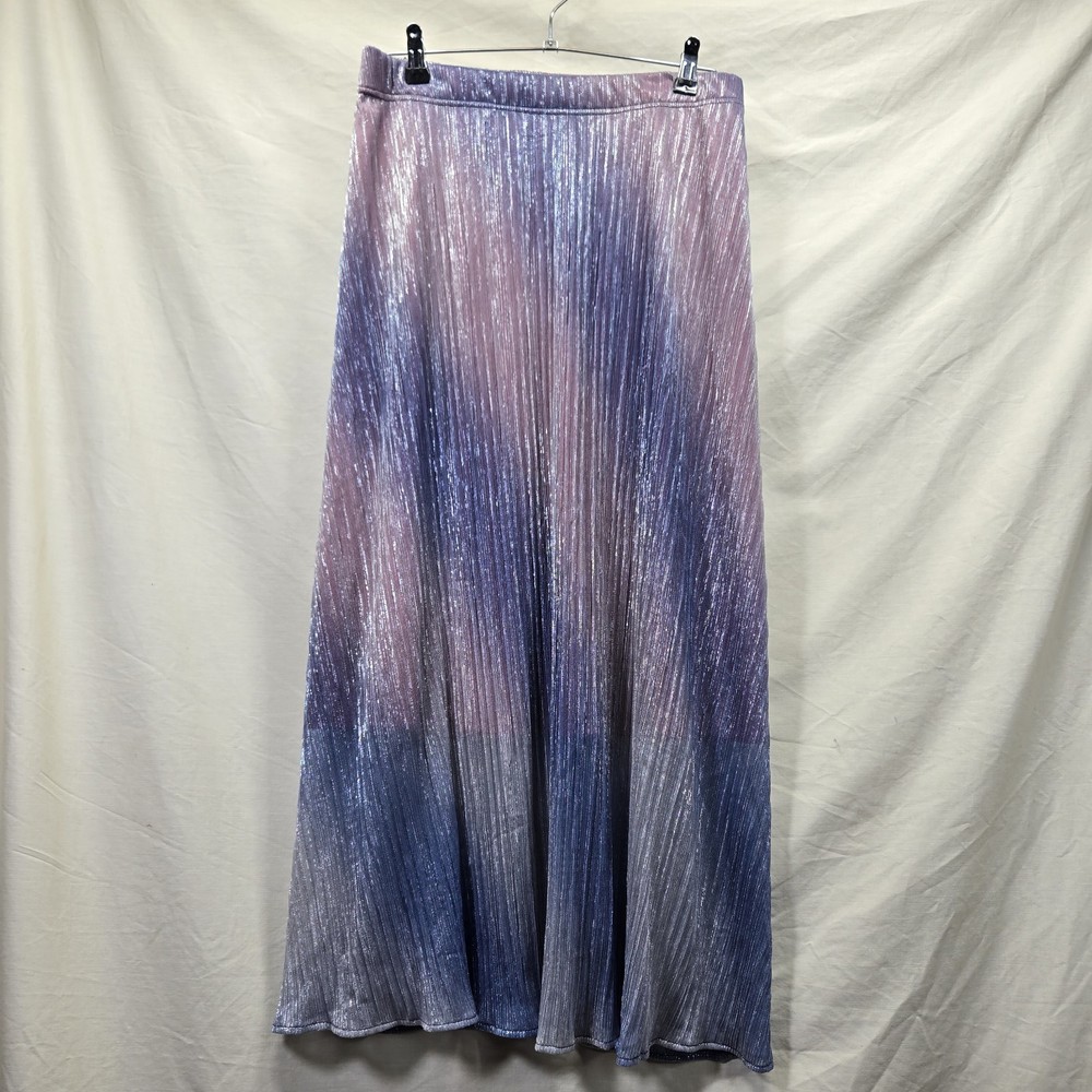 Eunique Mermaid Flared Shimmer Flowy Maxi Skirt Women's LARGE Pleated Shiny