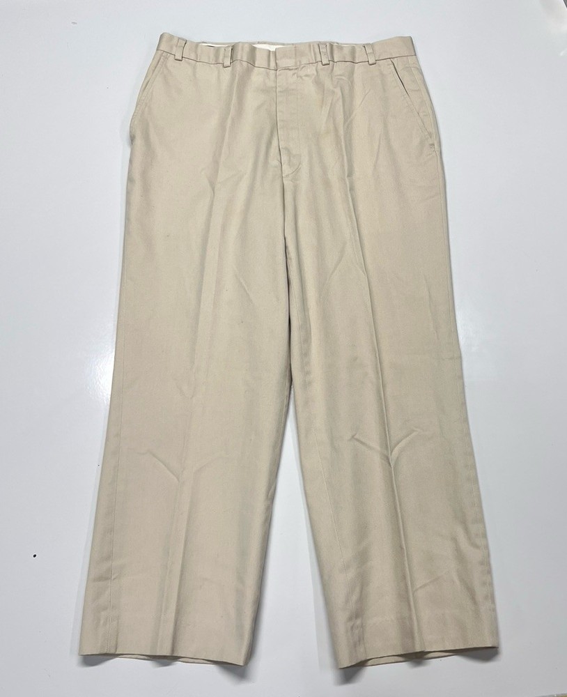 L.L. Bean Double L Chinos Men 38 Vintage 80s Made in USA Flat Front Khaki #2192